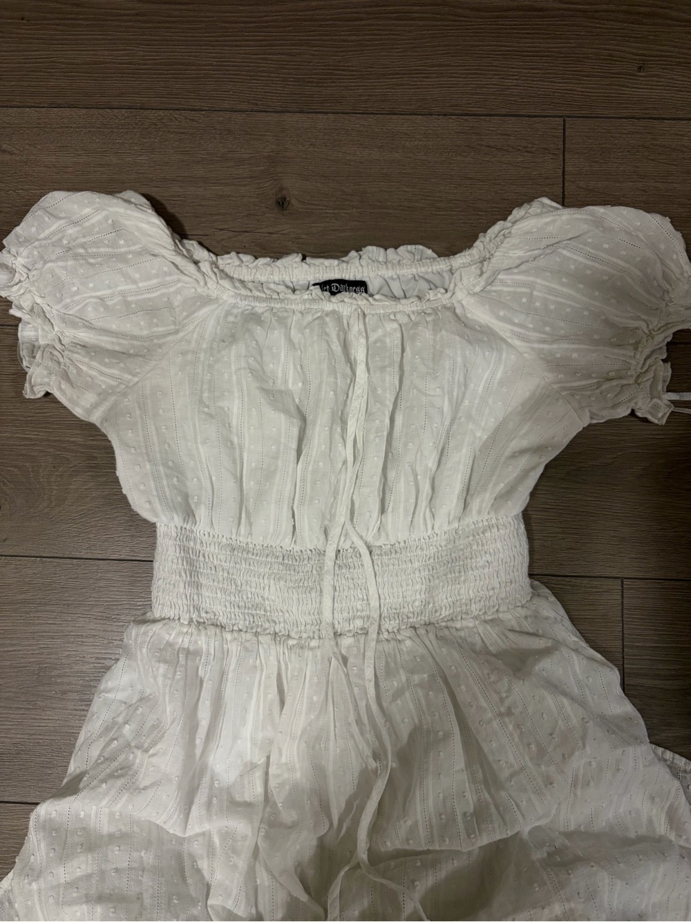 White Maxi Dress with Smocked Waist - Picture 2 of 5